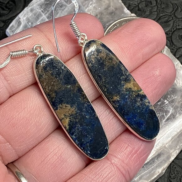 Azurite Earrings Stone Crystal Jewelry - Picture 5 of 6